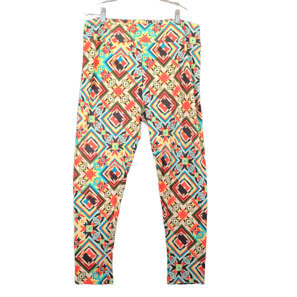 Lularoe Leggings Womens Size TC2 Rainbow Geometric Pattern Polyester